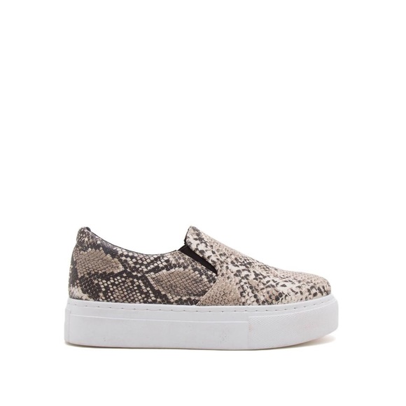 Beige Snakeskin Slip On Sneakers - Picture 3 of 5